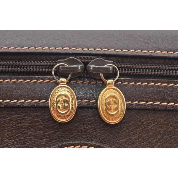 Auth RARE GUCCI Shoulder Cross Body Hand Bag GG Leather Brown GUC - Picture 9 of 16